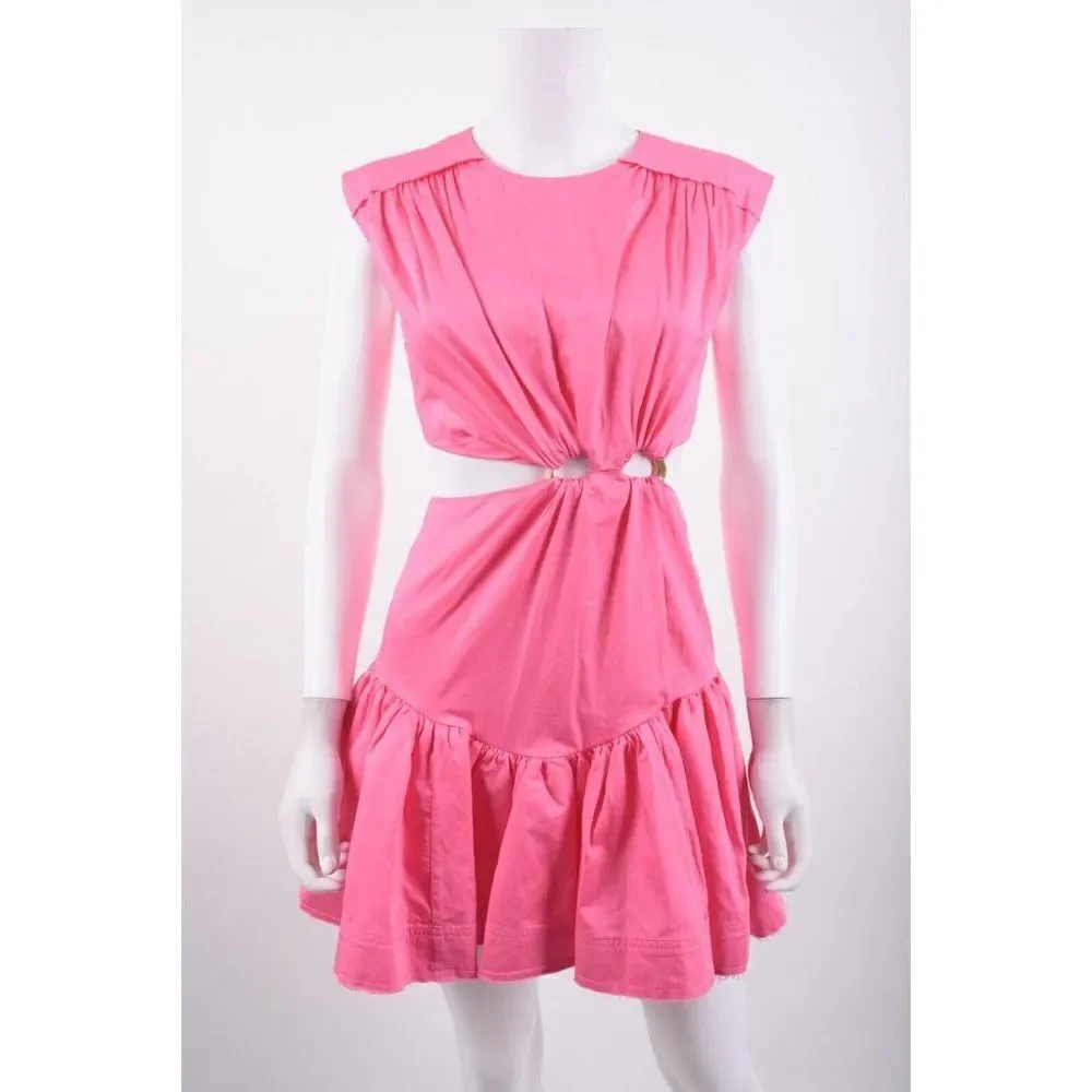 Aje Womens Solstice Cut-Out Mini Ring Dress sleeveless AU 4 US 0 Pink NWT